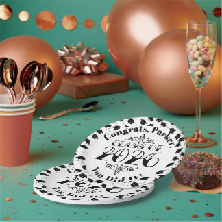 Tattoo Style Class of 2026 Graduation Paper Plate