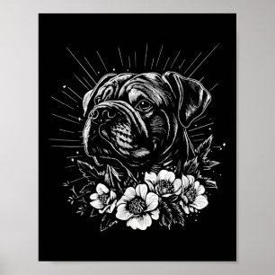 Tattoo Style Lover Bulldog Retro Dog _1 Poster