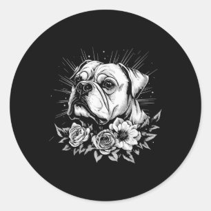 Tattoo Style Lover Bulldog Retro Dog  Classic Round Sticker