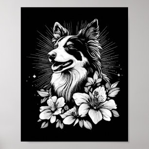 Tattoo Style Lover Collie Retro Dog _1 Poster