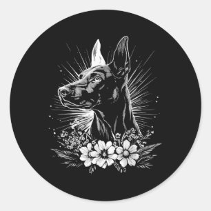 Tattoo Style Lover Doberman Pinscher Retro Dog Classic Round Sticker
