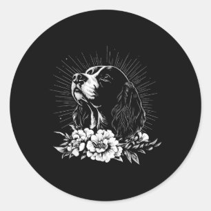 Tattoo Style Lover English Springer Spaniel Retro Classic Round Sticker