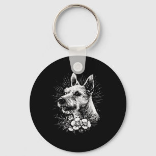 Tattoo Style Lover Fox Terrier Retro Dog _1 Keychain