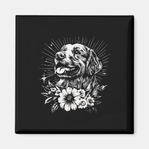 Tattoo Style Lover Golden Retriever Retro Dog Magnet