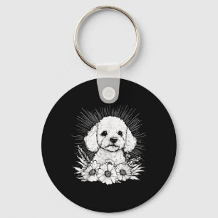 Tattoo Style Lover Poodle Retro Dog _1 Keychain