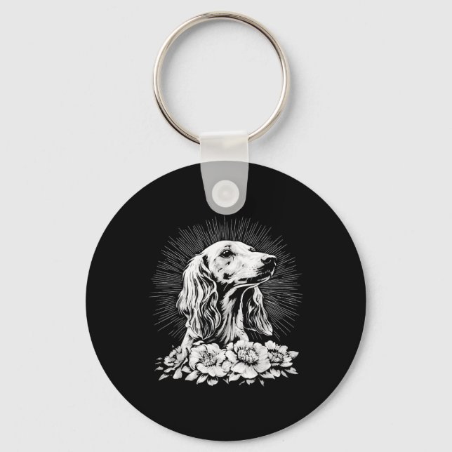 Tattoo Style Lover Saluki Retro Dog  Keychain (Front)