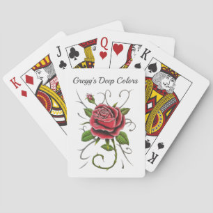 “Tattoo Style Red Rose” Playing Cards