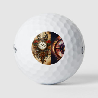 Tattoo-Style Rose Compass T-Shirt Design Golf Balls