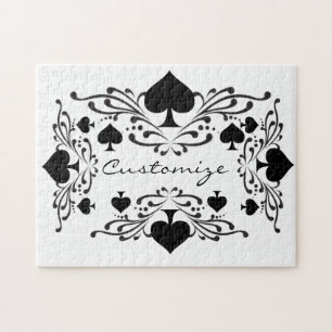 Tattoo-style Scroll Black Spades Thunder_Cove Jigsaw Puzzle