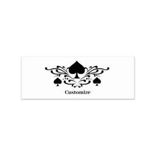 Tattoo-style Scroll Black Spades Thunder_Cove Rubber Stamp