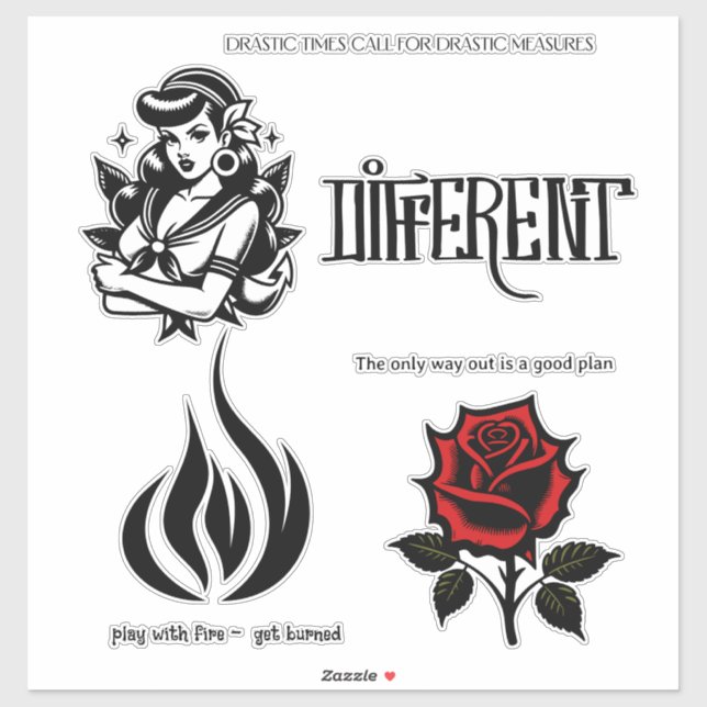 Tattoo style stickers all ages  (Feuille)