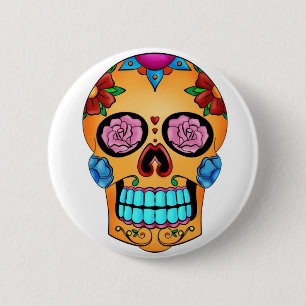 Tattoo Sugar Skull - Day of the Dead, Mexico 2 Inch Round Button