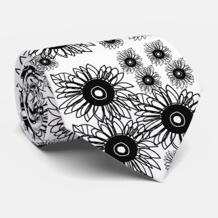 Tattoo Sunflower Floral Black White Tattoo Flower Tie