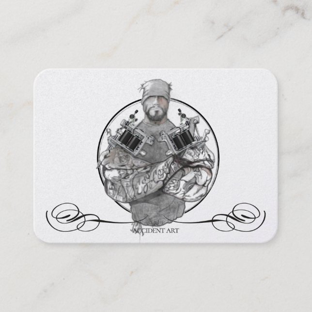 Tattoo Template Mighty, 3.5" x 2.5"   Business Car Business Card (Front)