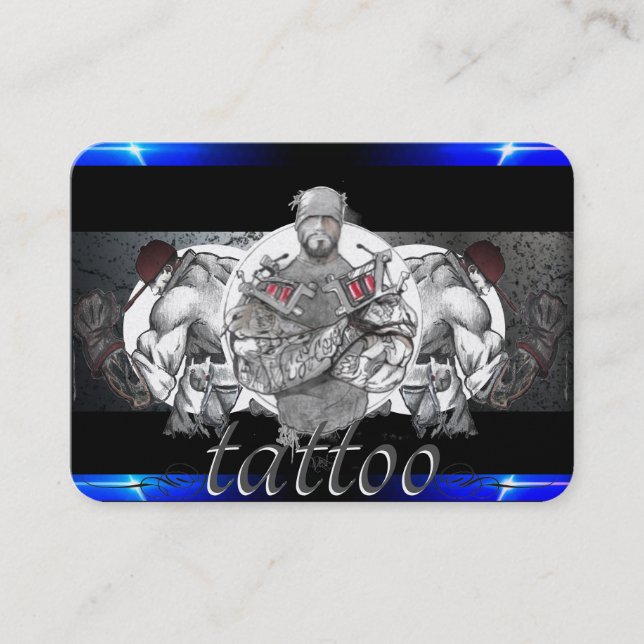 Tattoo Template Mighty, 3.5" x 2.5"   Business Car Business Card (Front)