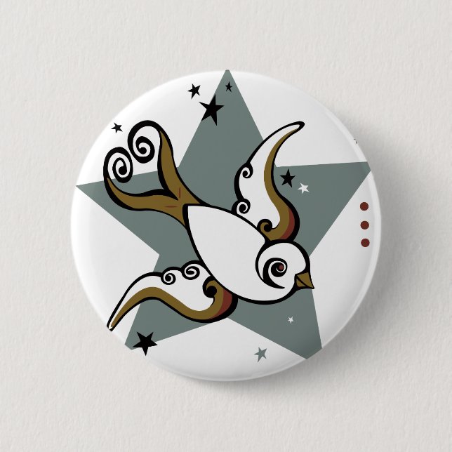 Tattoo Urban Swallow Bird Design 2 Inch Round Button (Front)