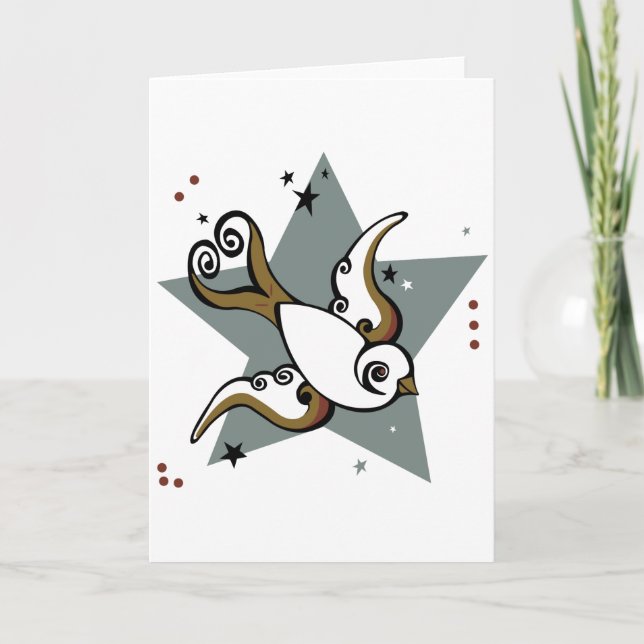 Tattoo Urban Swallow Bird Design Card (Front)