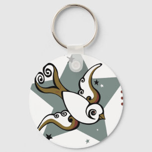 Tattoo Urban Swallow Bird Design Keychain