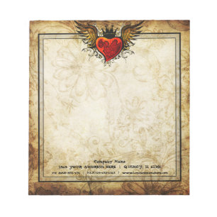 Tattoo Wonged Heart Distressed Vintage Notepad
