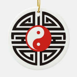 Tattoo Yin & Yang Ceramic Ornament