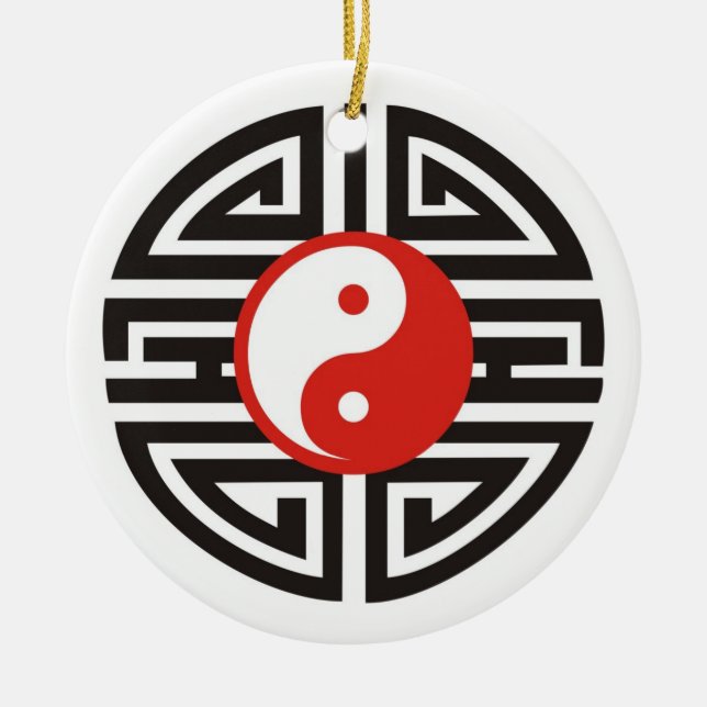 Tattoo Yin & Yang Ceramic Ornament (Front)