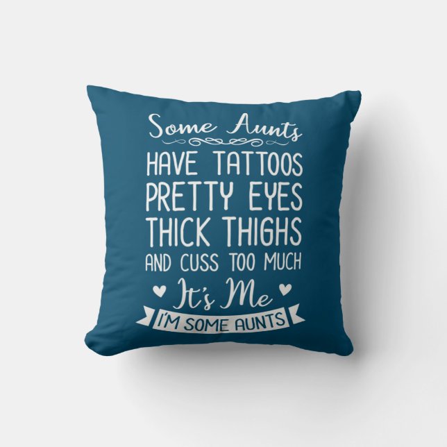 Tattooed Aunt Throw Pillow (Front)