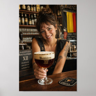 Tattooed Barmaid Belgian Tavern Poster