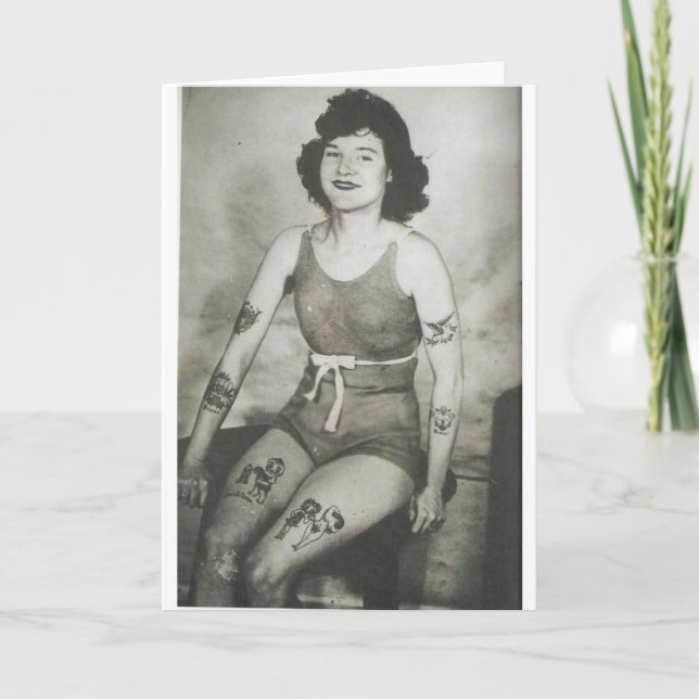 Tattooed Bathing Beauty Card (Front)