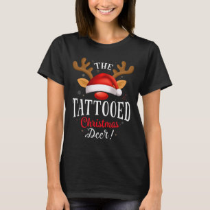 Tattooed Christmas Deer Pjs Xmas Family Matching T-Shirt