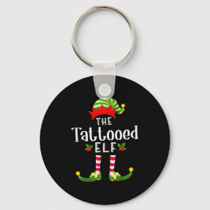 Tattooed Christmas Elf Matching Pajama X-mas Party Keychain
