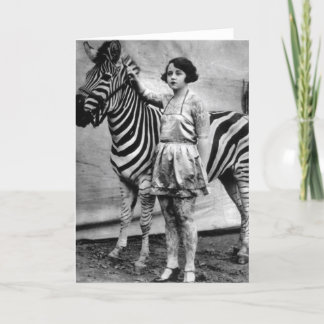 Tattooed Circus Lady and Zebra Card - Blank Inside