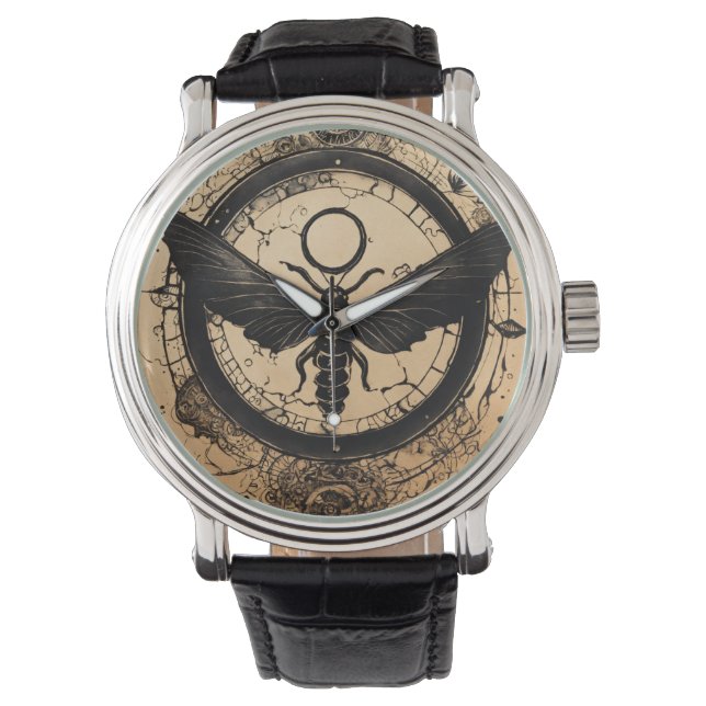 Tattooed Elegance: Circular Design Men's Watch" Watch (Front)