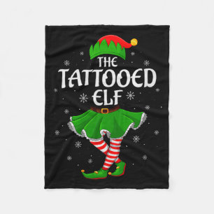 Tattooed Elf Christmas Family Girls Women Elf Squa Fleece Blanket