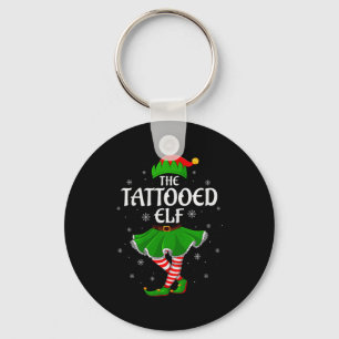 Tattooed Elf Christmas Family Girls Women Elf Squa Keychain