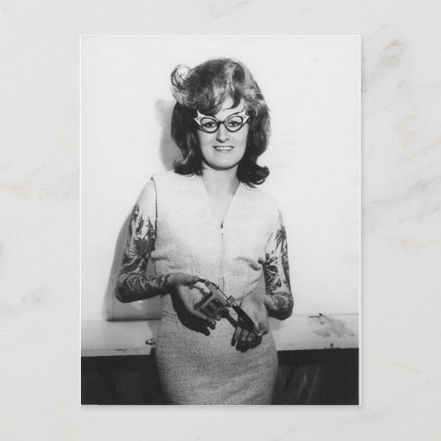 Tattooed Glasses Chick Postcard (Front)