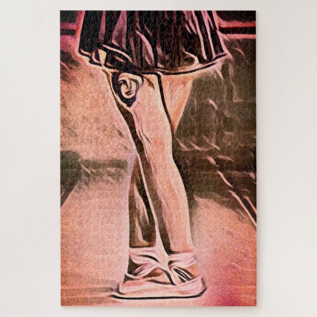 Tattooed Gothic Ballerina Standing Customisable Jigsaw Puzzle (Vertical)