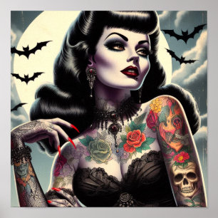 Tattooed Gothic Woman Poster