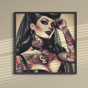 Tattooed Gothic Woman Poster