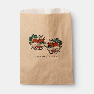 Tattooed Hearts, Tattoo Graphic Wedding Favour Bag