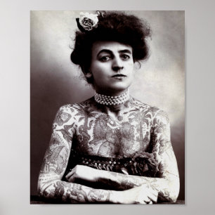 Tattooed Lady Maud Wagner 1907 Vintage Poster