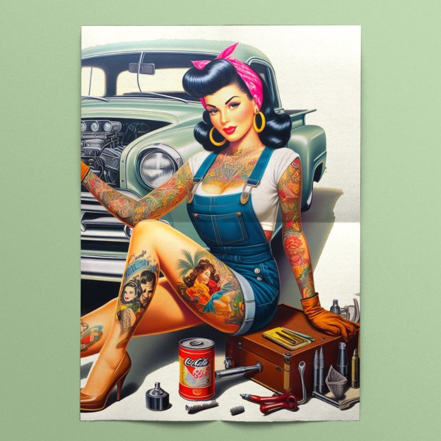 Tattooed Mechanic Pinup Tissue Paper (Creator Uploaded)
