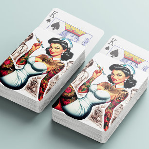 Tattooed Nurse Pin-up Playing Cards