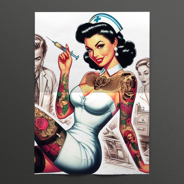 Tattooed Nurse Pin-up Tissue Paper (Creator Uploaded)