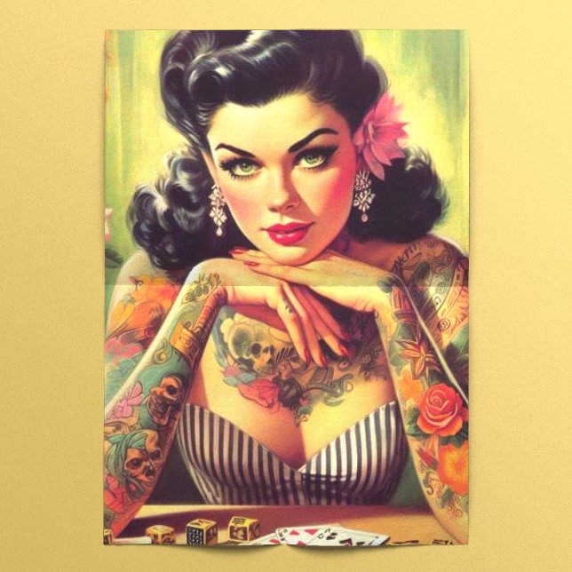Tattooed Pin-up Portrait Painting Tissue Paper (Creator Uploaded)