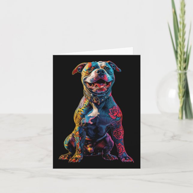 Tattooed Pitbull Dog Tattoos Pitbull Tattooed Dog  Card (Front)