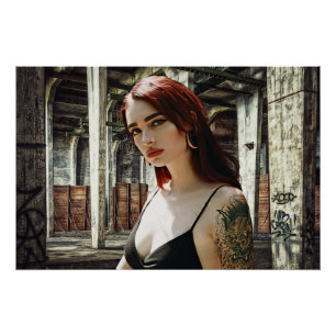 Tattooed Redhead Poster