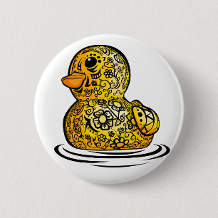 Tattooed Rubber Duck 2 Inch Round Button