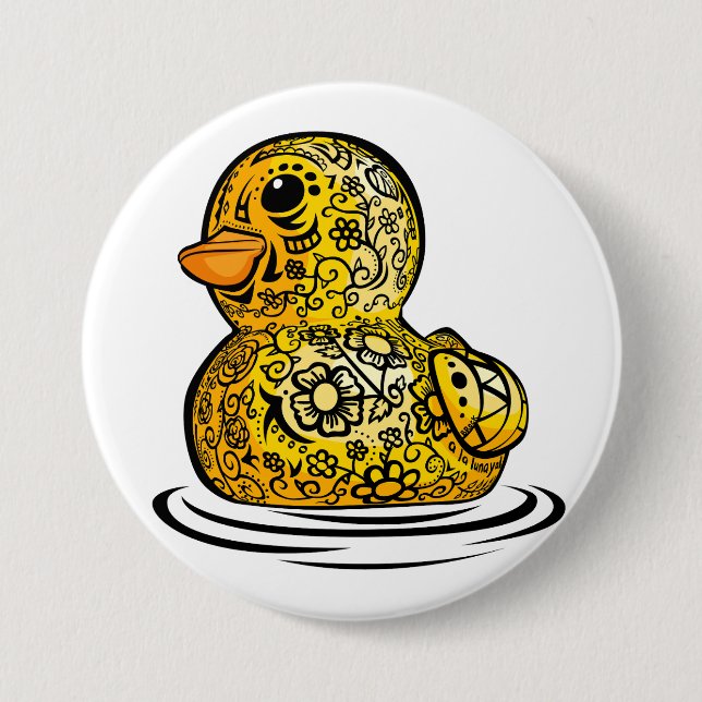 Tattooed Rubber Duck 3 Inch Round Button (Front)