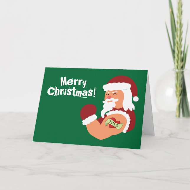 Tattooed Santa Holiday Card (Front)
