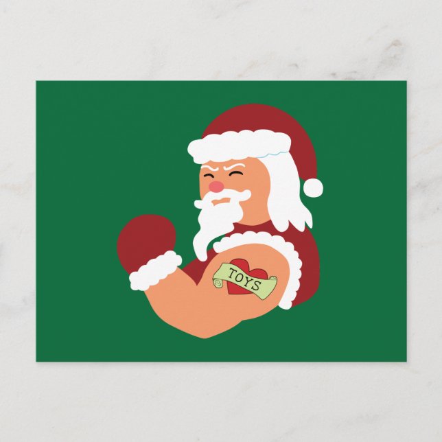 Tattooed Santa Holiday Postcard (Front)